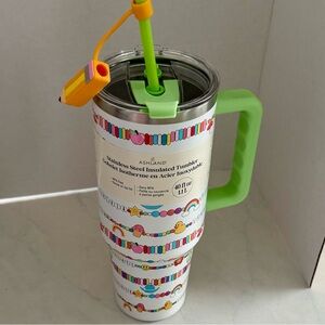 Ashland “Teacher” Insulated Tumbler Lime Handle and straw Pencil straw cover